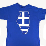 Chicago Illinois State Map Greek Flag T-Shirt - Kantyli.com  - Custom Greek Gifts - Δώρα στα Ελληνικά